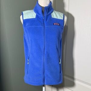 Vineyard Vines Fleece Vest Blue Full Zip Sleeveless Size Small